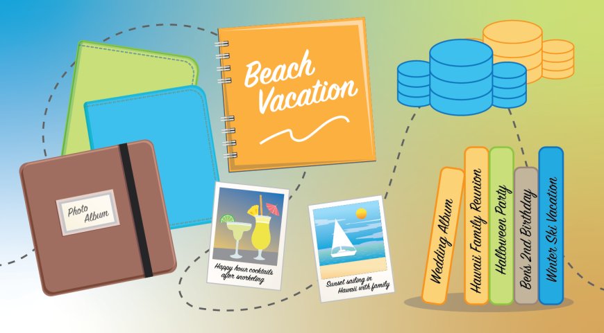 A picture's worth a thousand (private) words: Hierarchical generation of coherent synthetic photo albums