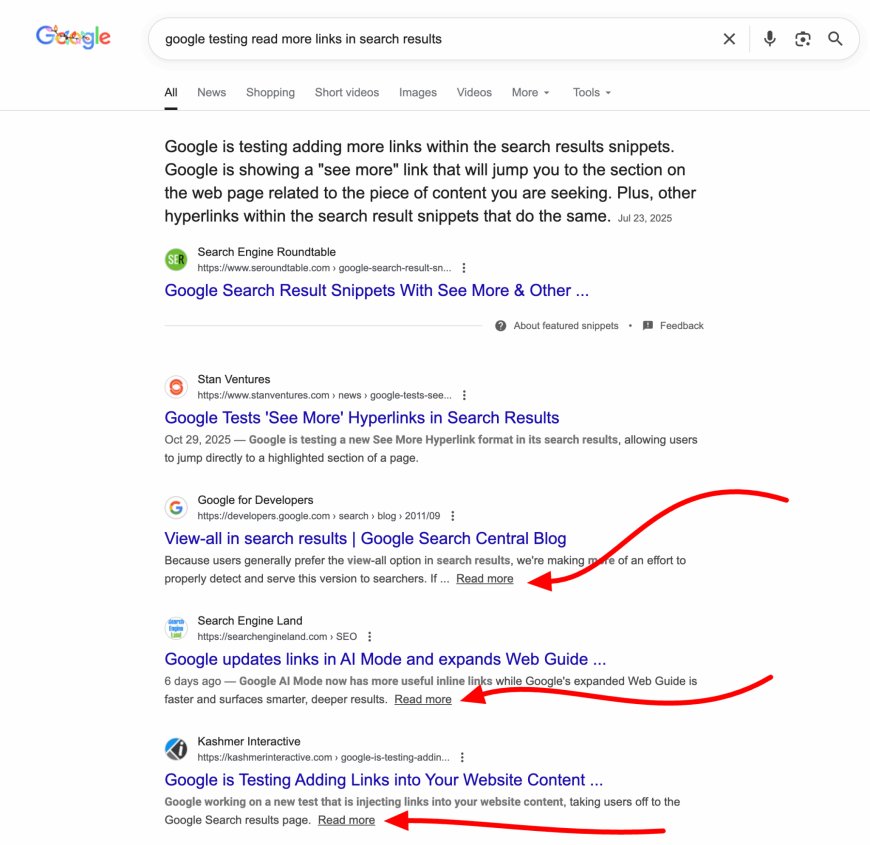 Google Search adds read more links to search result snippets